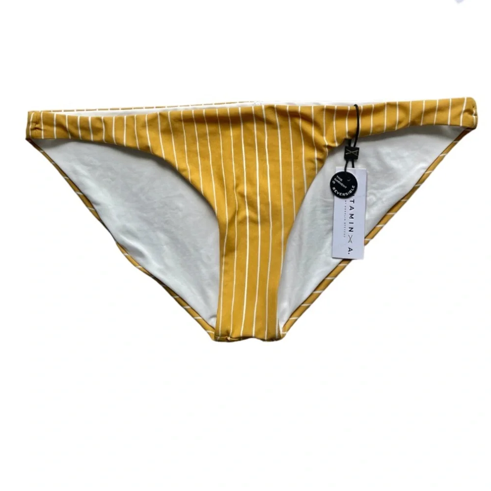 Vitamin A Neutra Swim Triangle Top and Luciana Bottom Bikini Set Dorada